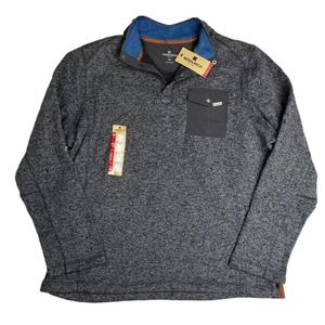 NWT Woolrich Men's XL Heathered Gray 1/4 Snap Collar Fleece Pullover Jacket $60